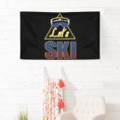 Laten we Ski Retro Ski  80's kostuum Skiing Spandoek (Insitu)
