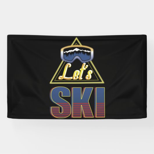 Laten we Ski Retro Ski  80's kostuum Skiing Spandoek (Horizontaal)