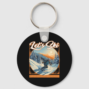 Laten we ski Sneeuwschaatsen Snelheid Thrill Verre Sleutelhanger