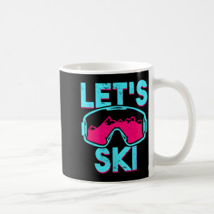 Laten we skiën, retro skibril vintage 80s 90s skië koffiemok