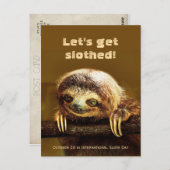Laten we Slothed halen - okt. 20 is Int. Slotdag Briefkaart (Voorkant / Achterkant)