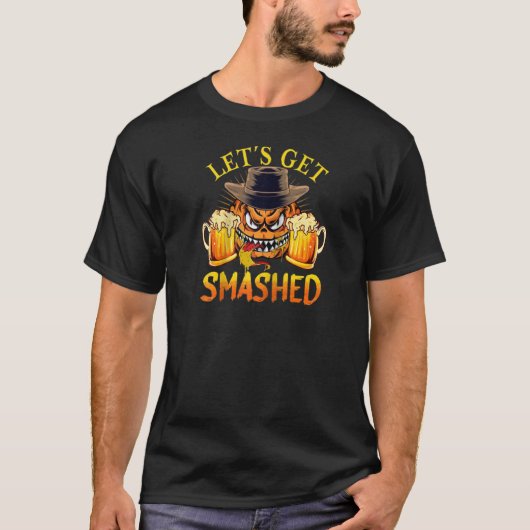 Laten we smashed grappige pompoen volwassen Hallow T-shirt (Voorkant)