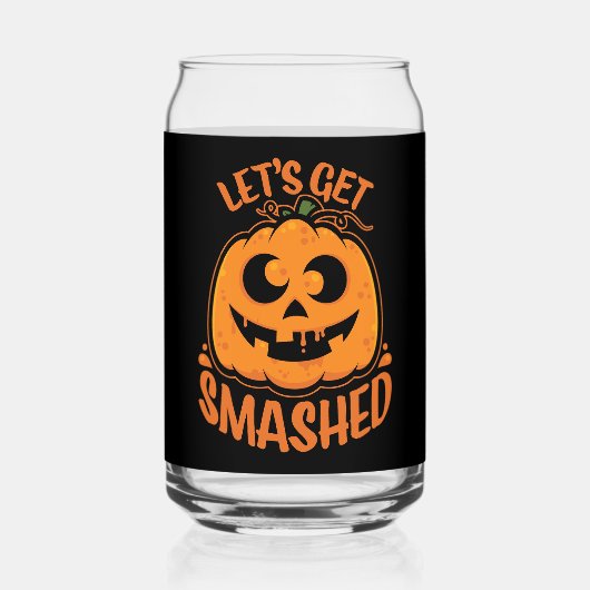 Laten we Smashed Tipsy Halloween Jack-O'-Lantern k Blikvorm Glas (Voorkant)