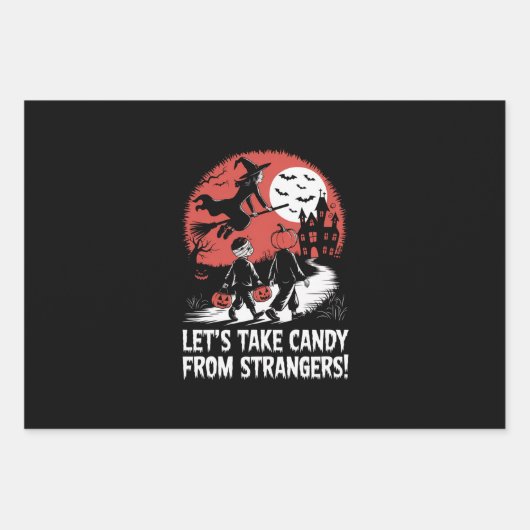 Laten we Snoep nemen van vreemden Grappig Hallowee Inpakpapier Vel (Voorkant)