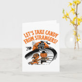 Laten we Snoep nemen van vreemden Grappig Hallowee Kaart (Gele Bloem)