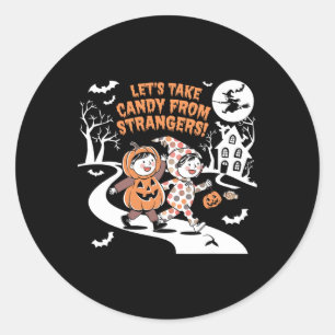 Laten we Snoep nemen van vreemden Grappig Hallowee Ronde Sticker