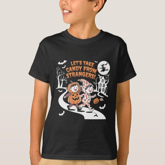 Laten we Snoep nemen van vreemden Grappig Hallowee T-shirt (Voorkant)