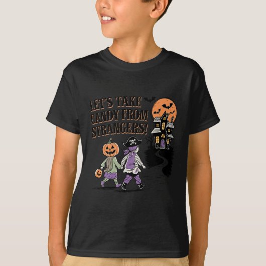 Laten we Snoep nemen van vreemden Grappig Hallowee T-shirt (Voorkant)