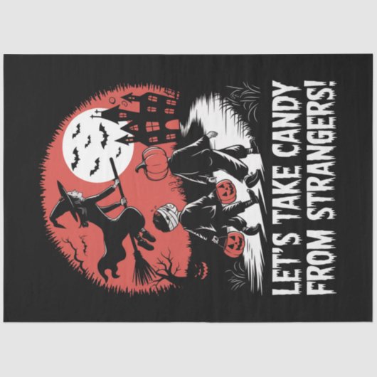 Laten we Snoep nemen van vreemden Grappig Hallowee Tissuepapier (Voorkant)