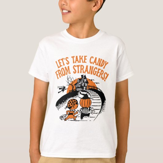 Laten we Snoep nemen van vreemden Grappige Hallowe T-shirt (Voorkant)