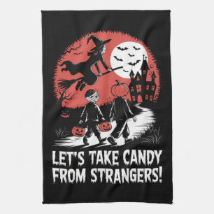 Laten we snoep van vreemden grappige Halloween Theedoek