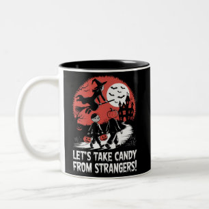 Laten we snoep van vreemden halen Grappige Hallowe Tweekleurige Koffiemok