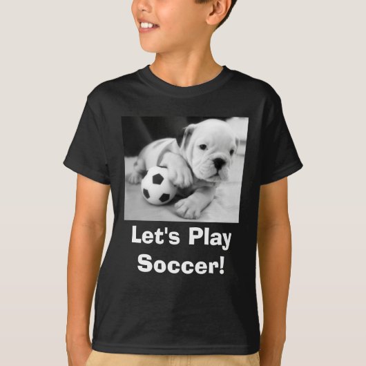 Laten we Soccer spelen! Engelse bulldog Puppy T-shirt (Voorkant)