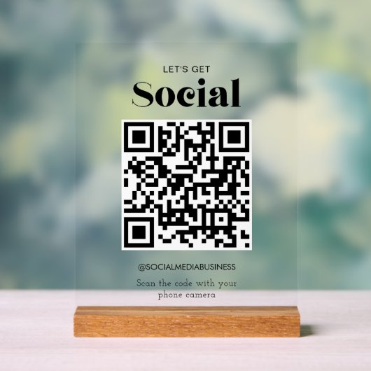 Laten we sociaal QR-code gepersonaliseerde sociale Acryl Bord (Neutraal)