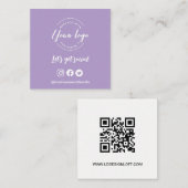 Laten we sociale logo-iconen website QR-code paars Vierkante Visitekaartje (Voorkant / Achterkant)