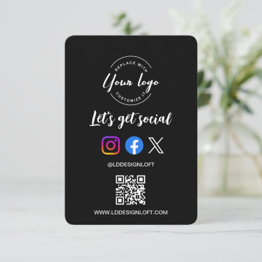 Laten we sociale media QR-code zwart krijgen Kaart (Staand voorkant)