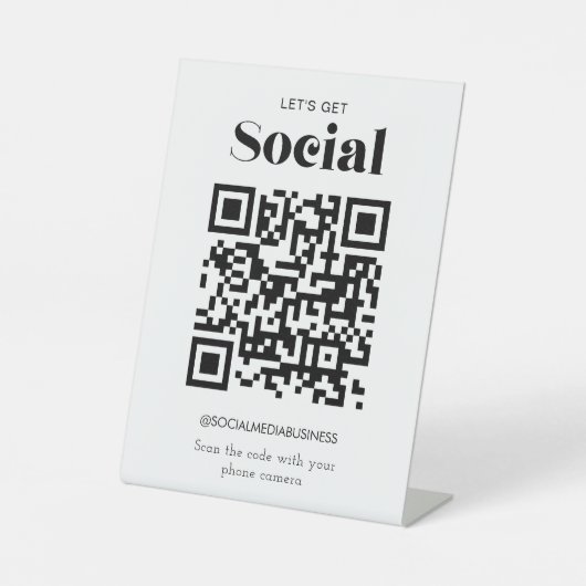 Laten we sociale QR-code gepersonaliseerde sociale Reclamebord Met Voetstuk (Voorkant)