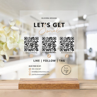 Laten we sociale QR-code met ons verbinden Acryl Bord