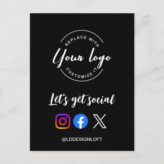 Laten we sociale QR code website promotionele Briefkaart (Voorkant)