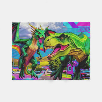 Laten we spelen - Groene Draak en Dinosaurus Fleece Deken