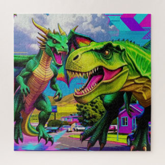 Laten we spelen - Groene Draak en Dinosaurus Legpuzzel