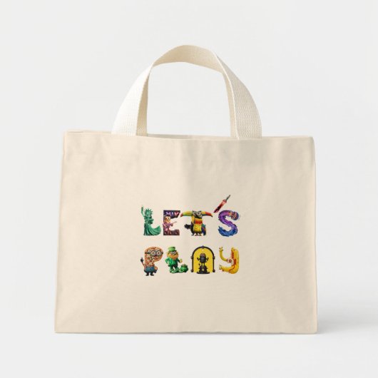 Laten we spelen mini tote bag (Voorkant)