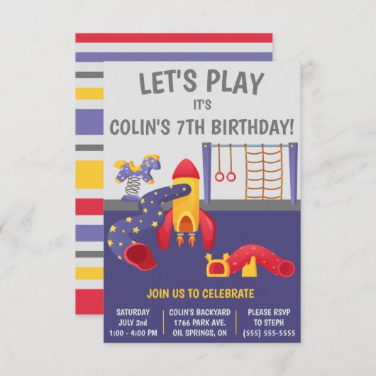 Laten we spelen! Outdoor Speeltuin Verjaardagsfees Kaart (Voorkant / Achterkant)