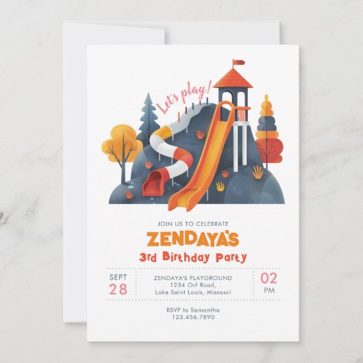 Laten we spelen Playground Verjaardagsfeestuitnodi Kaart (Voorkant)