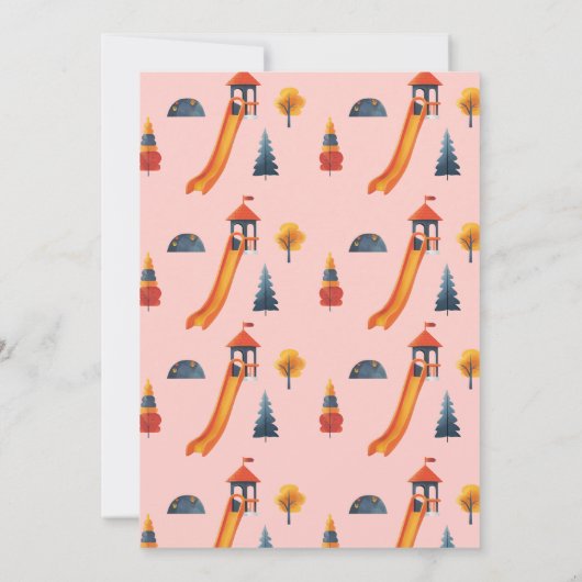 Laten we spelen Playground Verjaardagsfeestuitnodi Kaart (Achterkant)