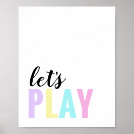 Laten we spelen Speelkamer Pastel Regenboog Poster