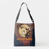 Laten we spookachtig worden | Aangepaste naam Happ Crossbody Tas (Achterkant)