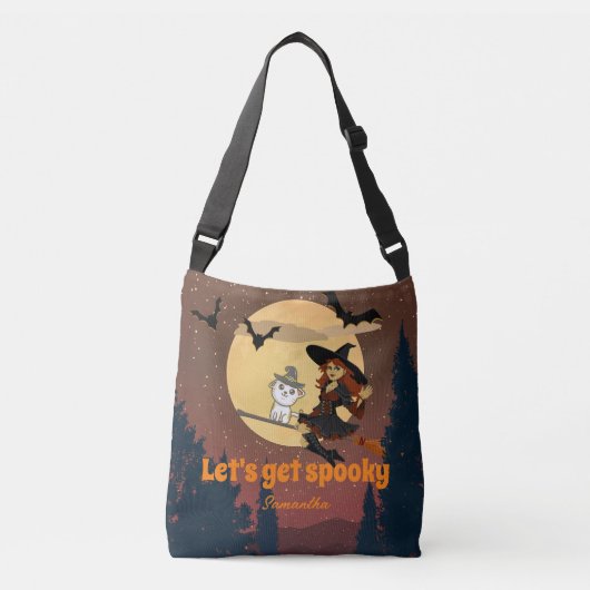Laten we spookachtig worden | Aangepaste naam Happ Crossbody Tas (Voorkant)