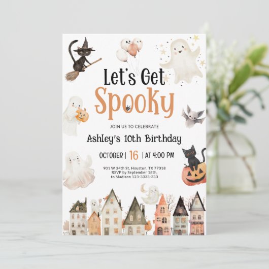 Laten we spookachtig worden | Halloween-verjaardag Kaart (Staand voorkant)