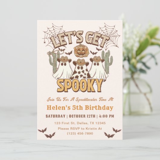 Laten we spooky 5th Birthday Western Party krijgen Kaart (Staand voorkant)