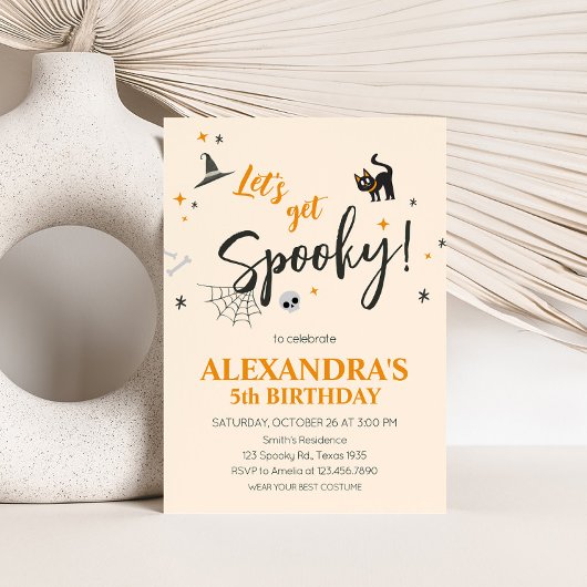 Laten we Spooky Cat Halloween verjaardagsfeest kri Kaart