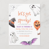 Laten we Spooky Ghost Halloween Birthday Party hal Briefkaart (Voorkant)