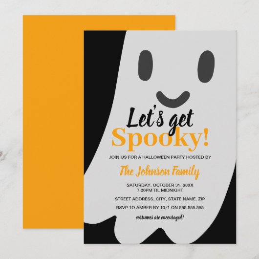 Laten we Spooky Ghost Halloween halen Kaart (Voorkant / Achterkant)