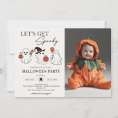 Laten we Spooky Ghost Halloween Party Foto Kaart (Voorkant)