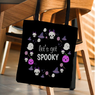 Laten we Spooky Ghost Modern Monogram Halloween kr Tote Bag