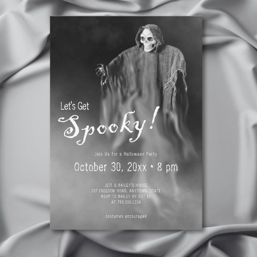 Laten we Spooky Ghostly Skeleton Halloween Party k Kaart