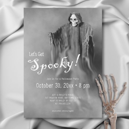 Laten we Spooky Ghostly Skeleton Halloween Party k Kaart