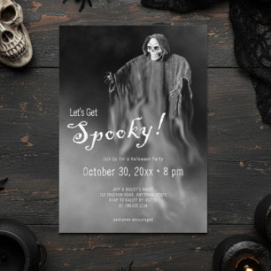 Laten we Spooky Ghostly Skeleton Halloween Party k Kaart