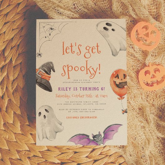 Laten we Spooky halen | Cute Halloween Birthday Pa Kaart
