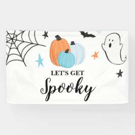 Laten we Spooky Halloween blauwe pompoenen Birthda Spandoek
