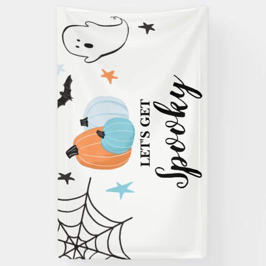 Laten we Spooky Halloween blauwe pompoenen Birthda Spandoek (Verticaal)