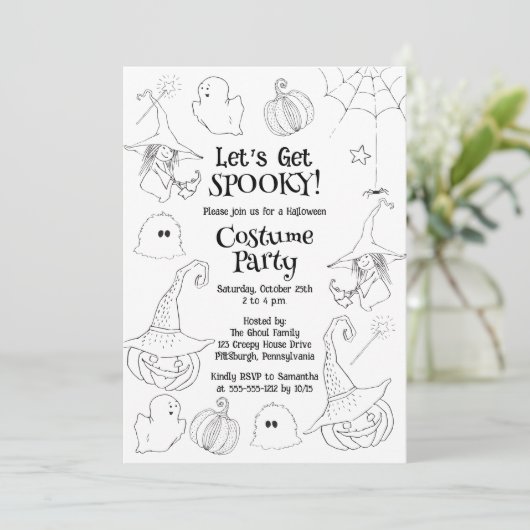 Laten we Spooky Halloween Costume Party halen Kaart (Staand voorkant)