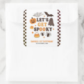 Laten we Spooky Halloween Custom Birthday Vierkante Sticker (Tas)