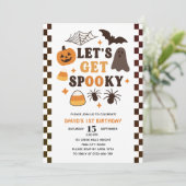 Laten we Spooky Halloween Cute Birthday krijgen Kaart (Staand voorkant)