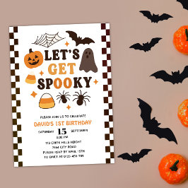 Laten we Spooky Halloween Cute Birthday krijgen Kaart