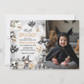 Laten we Spooky Halloween Ghost Birthday-foto neme Kaart (Voorkant)